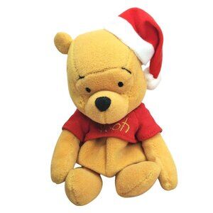 Christmas Winnie the Pooh 8" Plush Toy with Santa Hat – Holiday Bean Bag Collect